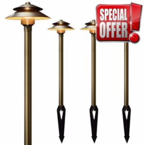 Gardencoin Solid Brass Low Voltage Landscape Pathway Lights (6'' Shade