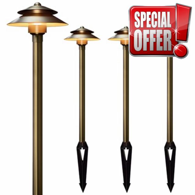 Gardencoin Solid Brass Low Voltage Landscape Pathway Lights (6'' Shade