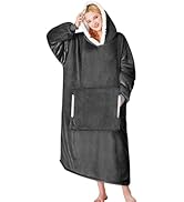 yescool Wearable Blanket Hoodie, Flannel Sherpa Fleece Blanket Sweatshirt for Adults Women Men,On...