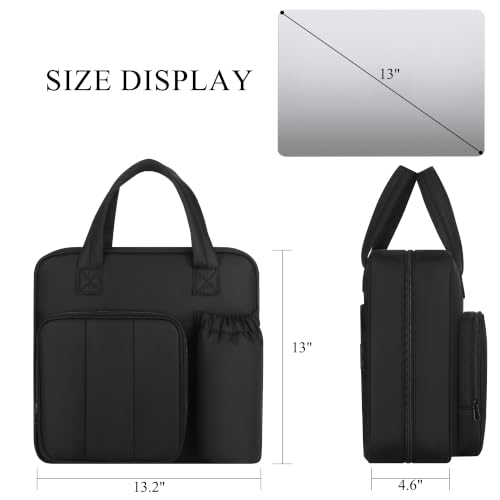 Binder Bag with Multi-Pockets & Shoulder Strap (Black)