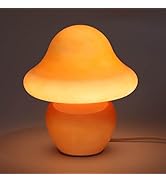 HEQET Mushroom Lamp Orange White Glass Mushroom Table Lamp for Bedrooms, Living Room, Aesthetic L...