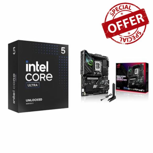 Intel Ultra 5 Desktop Processor 245K - 14 cores (6P+8E) & ASUS ROG Strix Z890-F Gaming WiFi ATX Motherboard
