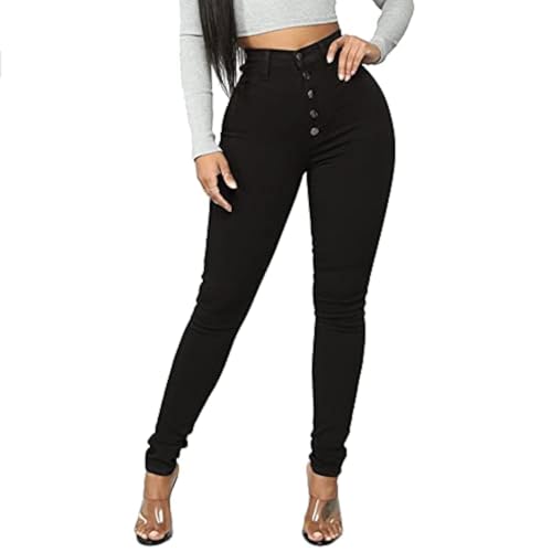 FISCLOSIN Womens High Waist Stretch Jeans 5 Button Push Up Butt Lifting Skinny Colombian Jeans