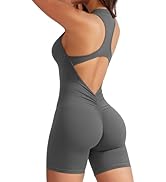 YEOREO CoreFlex Jumpsuits for Women Zip Up Workout Backless One Piece Tummy Control Sleeveless Em...