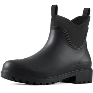 Showave Ankle Rain Boots Women Waterproof Garden Boot Comfort Lined Rubber Mud Chore Booties Slip on Chelsea Rain Footwea