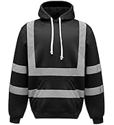 wefeyuv High Visibility ANSI Class 3 Safety Work Hooded Reflective Sweatshirts Pullover for Men
