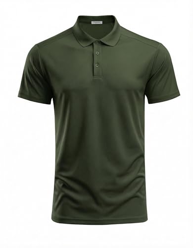PINSPARK Men's Golf Polo Shirts Moisture Wicking Quick Dry Performance Short Sleeve Collared Shirt Slim Fit Athletic Polos