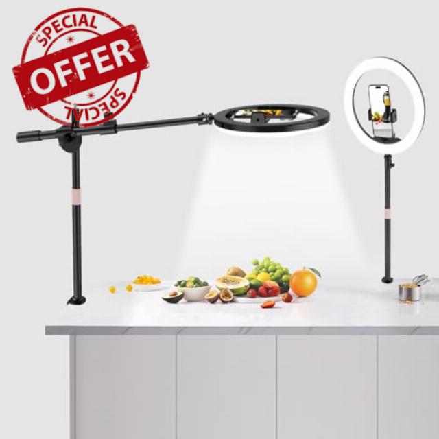 UBeesize 12" Ring Light with Overhead Phone Mount