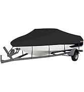OutdoorLines Heavy Duty Waterproof Boat Covers - 20-22 Ft Long Gray, UV Resistant, Trailerable fo...