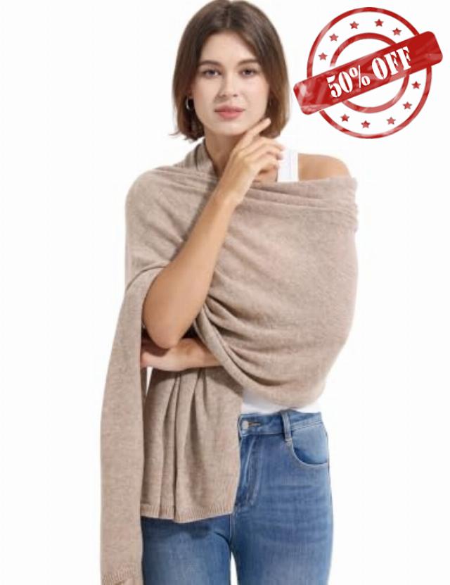 Chic Cashmere Wool Blend Wrap for Women Plane Travel Shawl Scarf Pashmina Stole for Wayfarer on Beach 87"x28"