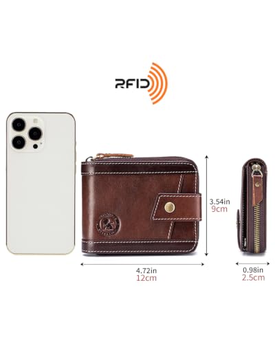 ID Window | Zippered coin pocket separates loose change; organized for commuting and everyday carry (Coffee)