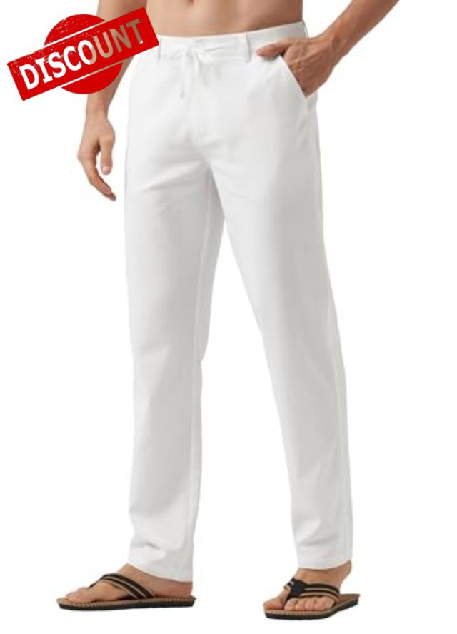 Willit Men's Linen Pants Casual Linen Dress Pants Drawstring Beach Summer Lightweight Trousers 29" 30" 32"