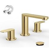 BWE Bathroom Faucet 3 Hole, Matte Black Bathroom Sink Faucet 8 Inch Widespread, Pop-up Drain and ...