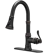 BWE Black Kitchen Faucet with Pull Out Sprayer 3 Spray Modes Farmhouse Single Handle High Arc Kit...