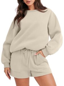 ANRABESS Women 2 Piece Outfits Sweat Shorts Sets 2026 Oversized Casual Lounge Matching Set Sweatsuit Tracksuit Fall Clothes