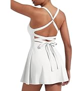 YEOREO CoreFlex Womens Tennis Dress Built in Shorts Pocket Padded Bras Workout Skirts Backless Ti...