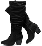 Luoika Women's Extra Wide Calf Knee High Boots, Wide Width Slouchy Knee-High Boots.