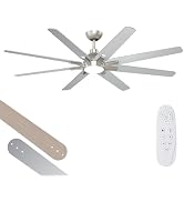 putroad 52-inch Ceiling Fans with Lights: Brushed Nickel Ceiling Fan with Light and Remote for Be...