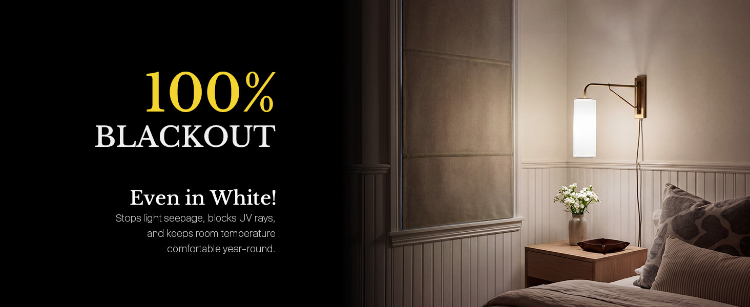Blackout No Drill Roman Shades for Windows & French Door Cordless Door Curtain Privacy Window Blind
