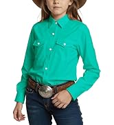 Noomelfish Girls Ruffle Button Down Uniform Dress Shirts Kids Plaid Western Long Sleeve Blouse To...