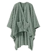 Wearable Blanket Sherpa Fleece Shawl Blanket with Pockets Blanket Poncho Cape for Adults, Cozy Sh...