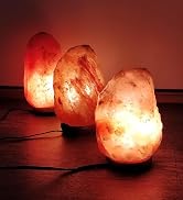 UMAID Himalayan Salt Lamp Rectangle, Salt Rock Lamp on Modern Wood Base, Night Light Bulb & Dimma...