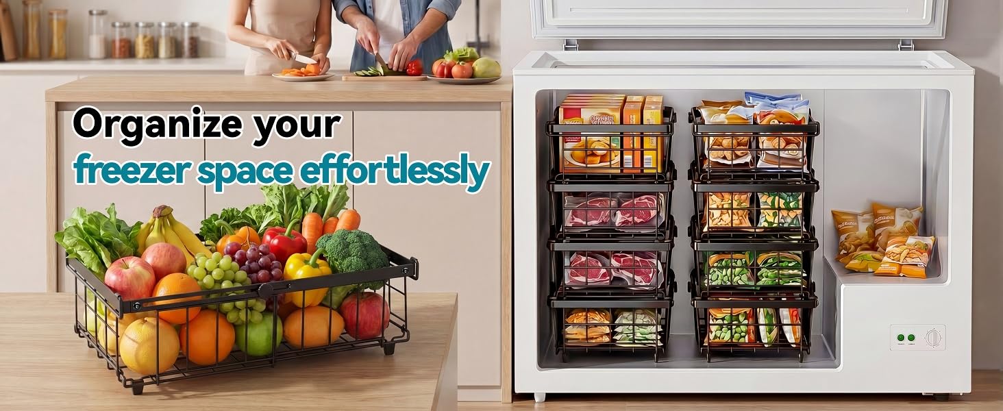 Expandable Stackable Freezer Organizer Bins