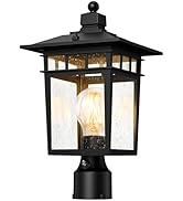 APOTO 360° Motion Sensor Outdoor Post Lights, 4 Lighting Modes Lamp Post Light Fixture Dusk to Da...
