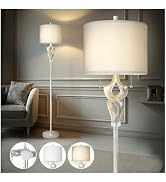 Scenekoy Sculptural 65.5” Floor Lamp for Living Room Bedroom, Antique Gold Leaf Finish & Resin Bo...