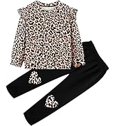 Zarmfly Little Girls Outfits 2 Piece Toddler Long Sleeve Sweatshirt + Leggings Leopard Winter Clo...