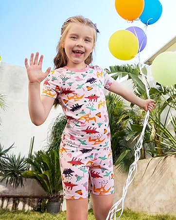 babee Reshinee Baby Girls Pajamas Sets 2-8Y Toddler Kids Soft Comfy Modal Tencel Long-Sleeve