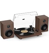 Vinyl Record Player Belt Drive 2-Speed Playback Turntable Bluetooth Wireless Output Connectivity ...