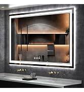 VanPokins Lighted Vanity Mirror, 40x24 Inch Gradient Front and Backlight LED Vanity Mirror, 3 Col...