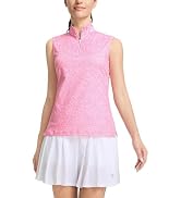 M MAELREG Golf Shirts for Women Sleeveless Collared Zip Up Patterns Polo Moisture Wicking Dry Fit...