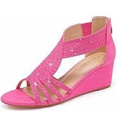 Gufobela Women Wedge Sandals Sparkly Rhinestone Open Toe Fashion Dressy Sandals Evening Wedding P...