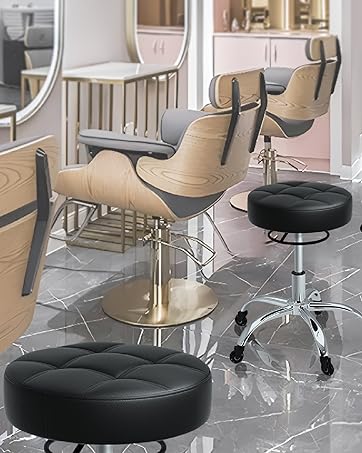 Rolling Stool Wider Rectangular Cushion - 4 Inch Thicker Comfortable Seat, Heavy Duty 400LBS, 360...