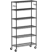 Folews 5 Tier Storage Shelves with Wheels - Metal Shelves for Storage Adjustable Wire Shelving Un...