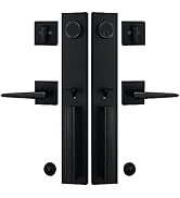 NEWBANG Double Door Handleset for Exterior Front Door Aged Bronze Finish with Oval Door Knob (Key...