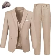 Boys' Suit Kids Formal Tuxedo Suits for Boys Wedding Outfits Dress Vest Pants Suspenders Set Adju...
