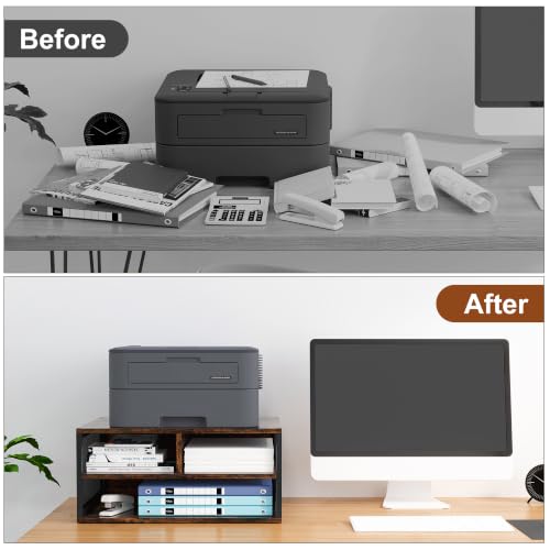 Wooden Printer Shelf with Metal Frame