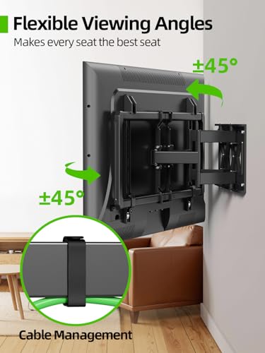 Full Motion TV Mount Dual Swivel Articulating Tilt 6 Arms