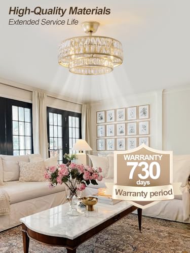 20" Crystal Chandelier Ceiling Fans with Lights and Remote Control