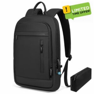 Backpack for Men Lightweight Business Commute Laptop Backpack Anti-Theft Water Resistant Backpack for 15.6 Inch Computer for Daily Office Work with Small Bag (Black