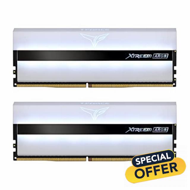 TEAMGROUP T-Force XTREEM ARGB 3600MHz CL18 16GB (2x8GB) PC4-28800 Dual Channel DDR4 DRAM Desktop Gaming Memory Ram (White) - TF13D416G3600HC18JDC01