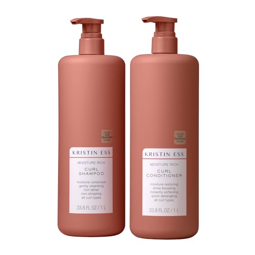 Kristin Ess Hair Curl Shampoo and Conditioner Set for Curly Hair - Moisturizing