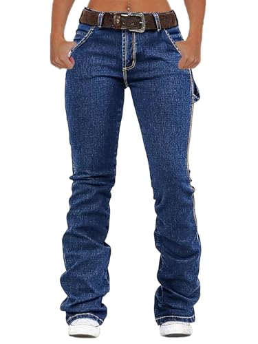 Flamingals Low Rise Boot Cut Jeans for Women Butt Lifting Western Pants with Pockets Flare Jeans Wome