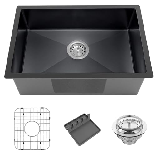 Undermount Stainless Steel Bar Sink 27x18x9 Inch Drop In Single Bowl Kitchen Sink With Accessories-Sink Grid