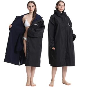 Oksun Oversized Waterproof Swim Parka: Windproof Warm Swimming Coat - Water Resistant Jacket - Thin Fleece Lined Surf Poncho