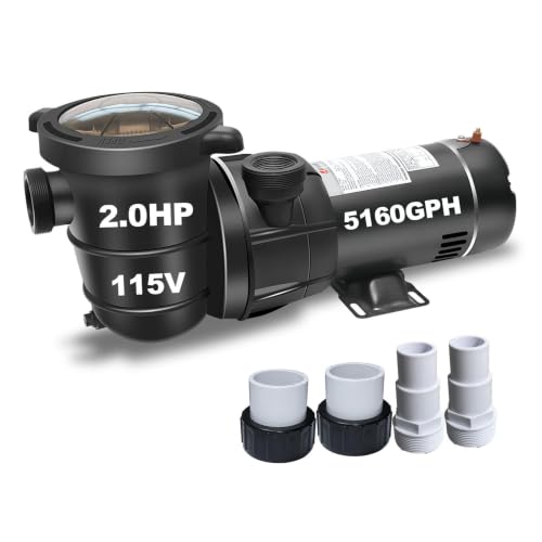 2HP Variable 2 Speed 115v 5160GPH Above Ground Pool Pump with 1.25" & 1.5" NPT Unions