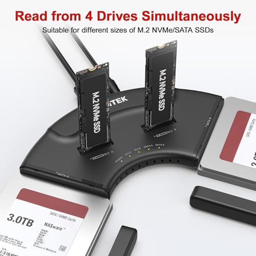 4-Bay USB-C Docking Station for 2X NVMe PCIe & 2X 2.5/3.5" SATA SSDs HDDs